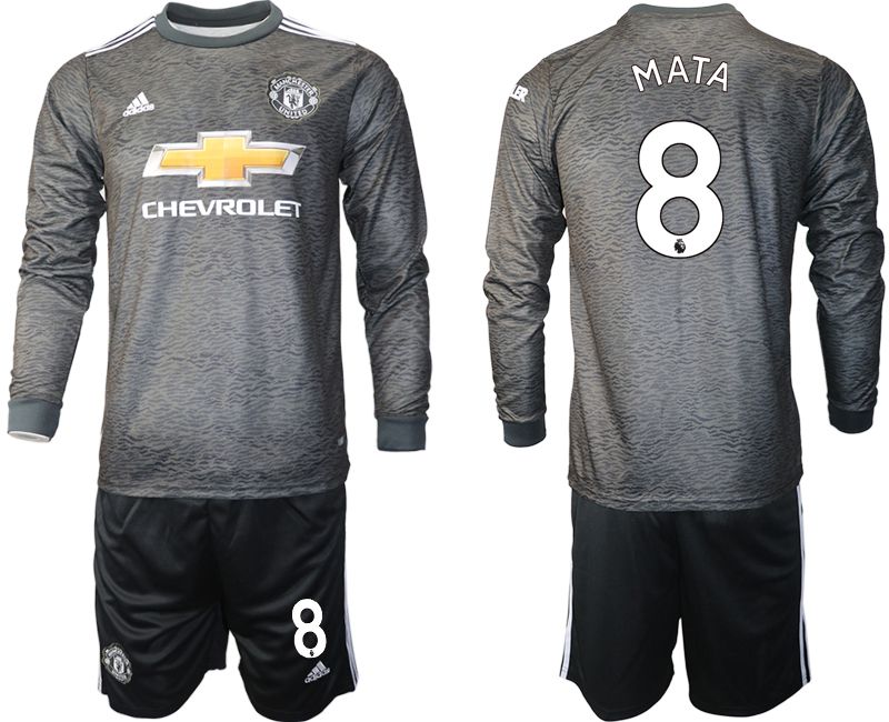 Men 2020-2021 club Manchester united away long sleeve #8 black Soccer Jerseys